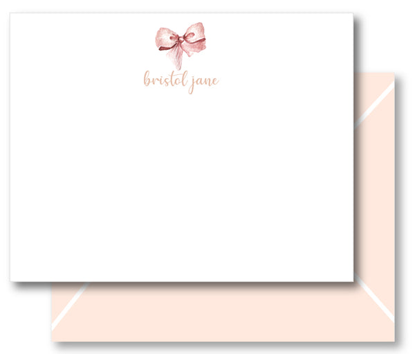 Notecard Vintage Blush Bow - with Blush Envelopes