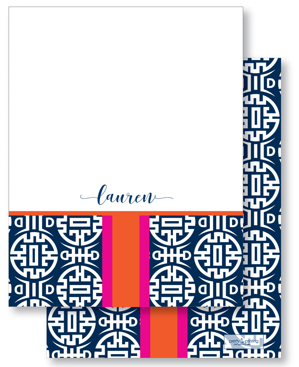 Notecard Double Sided - Chinoiserie Navy