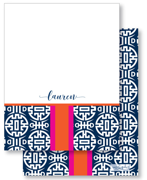 Notecard Double Sided - Chinoiserie Navy