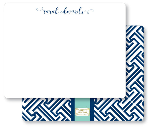 Notecard Double Sided - Fretwork blues