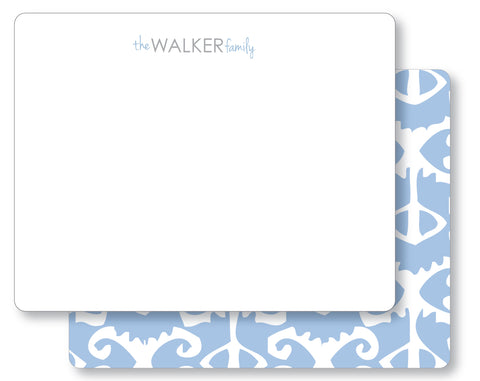 Notecard Double Sided - Ikat Bengal blue