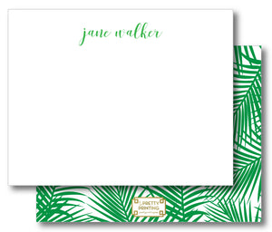 Notecard Double Sided - Palm Print Green