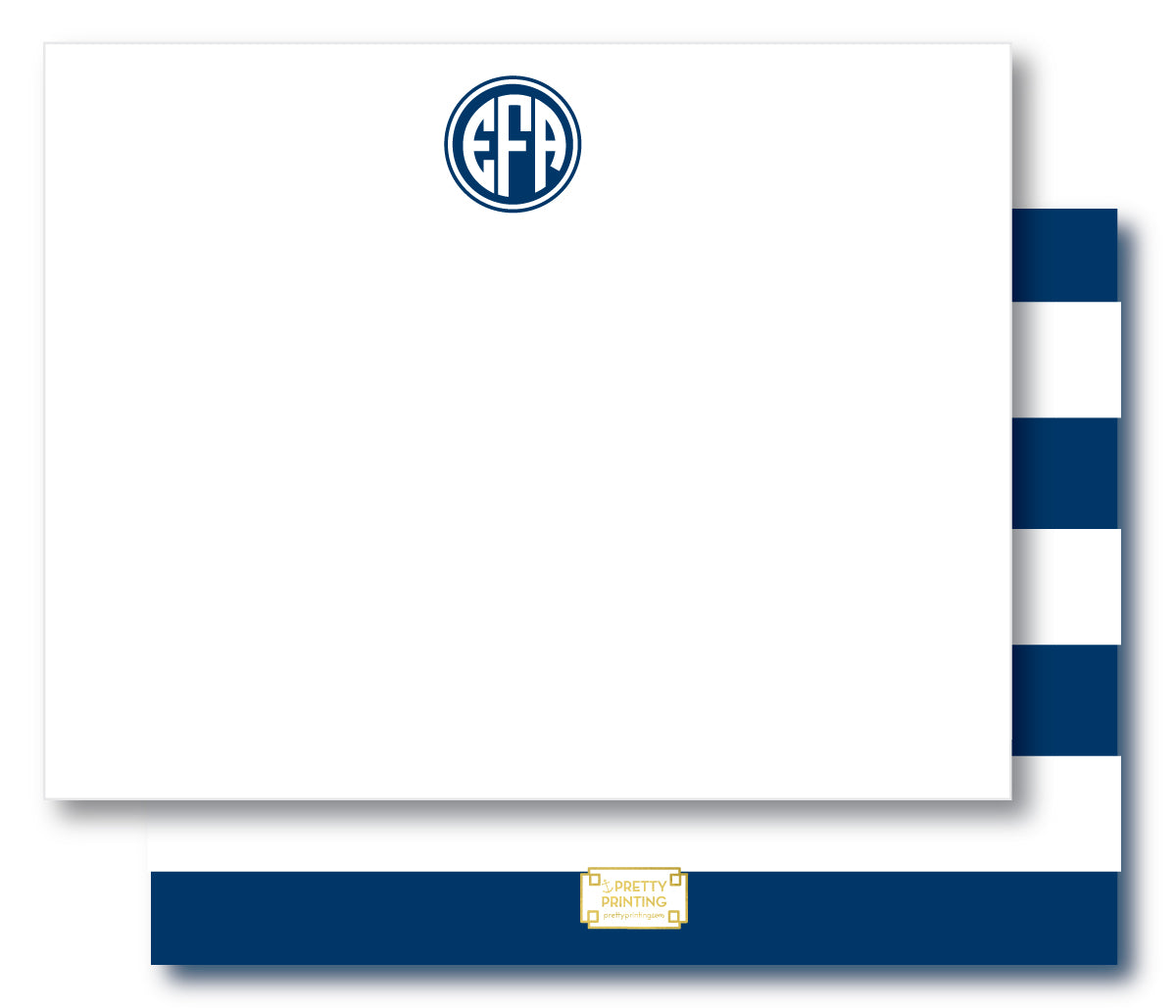 Notecard Double Sided - Awning Stripes Navy