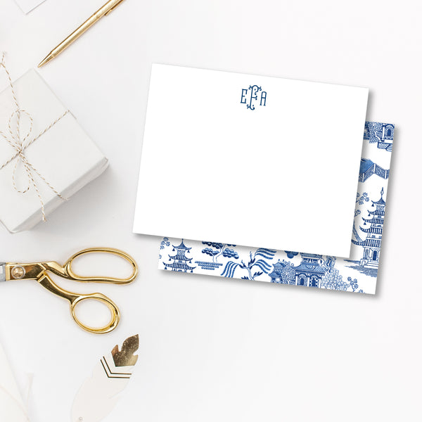 Notecard Double Sided - Chinoiserie Toile