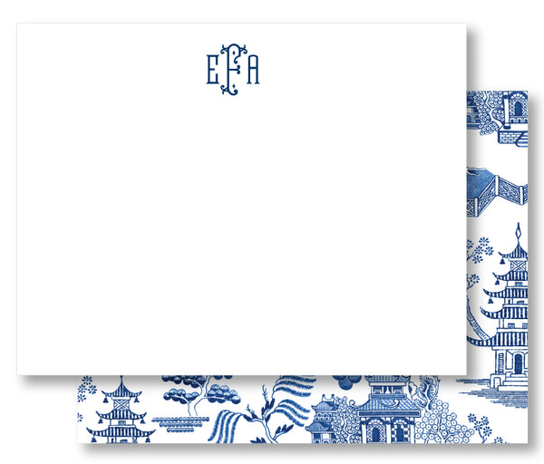 Notecard Double Sided - Chinoiserie Toile