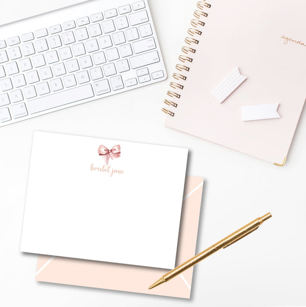 Notecard Vintage Blush Bow - with Blush Envelopes