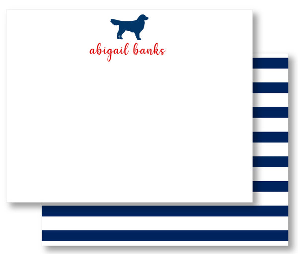 Notecard - Choice of Dog Breed with Navy Stripe (click for more colors options)
