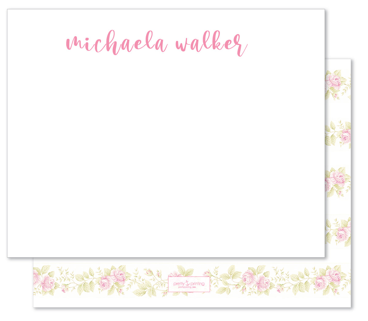 Notecard Double Sided - Loveshack Inspired White Floral Stripes