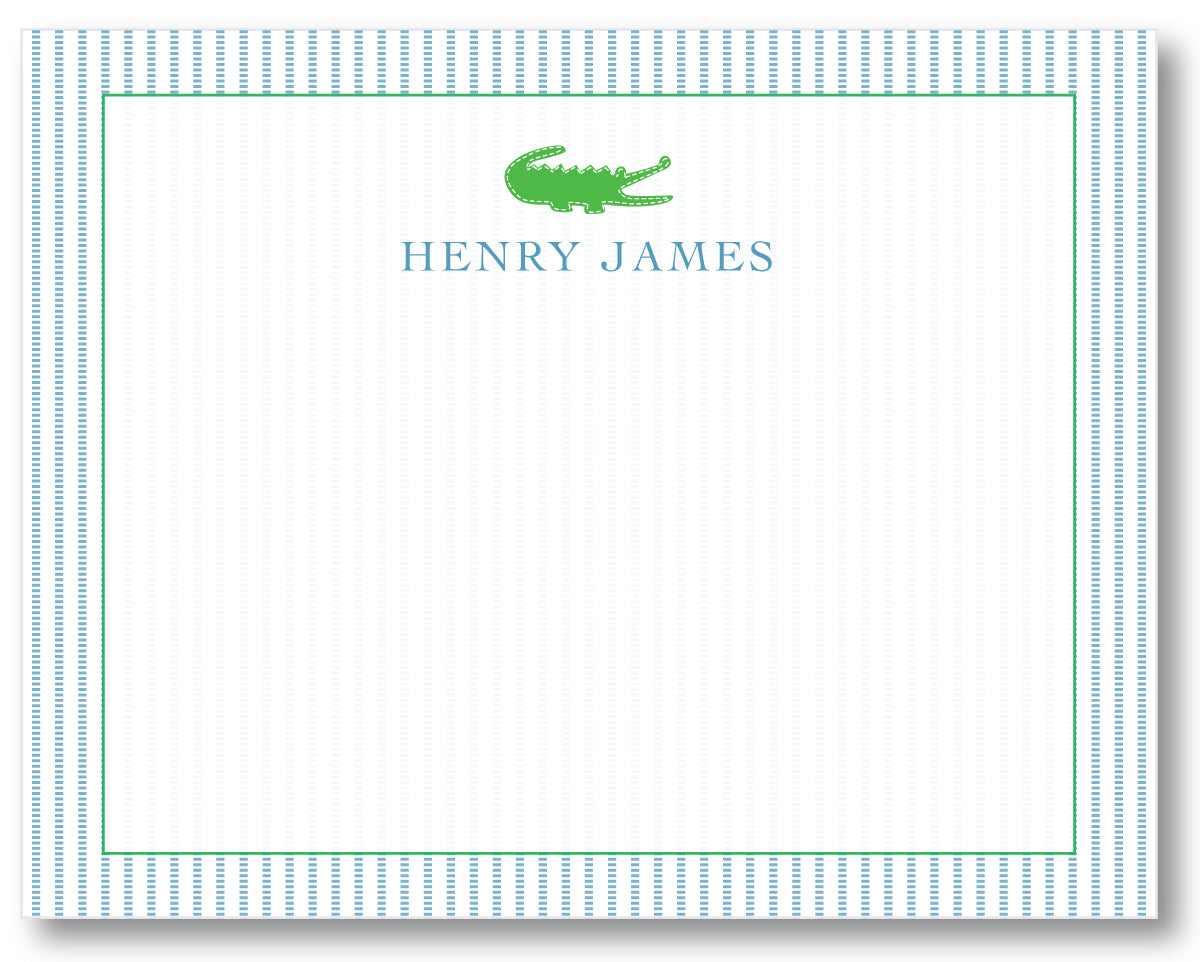 Notecard- Seersucker Border Alligator