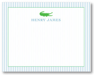 Notecard- Seersucker Border Alligator