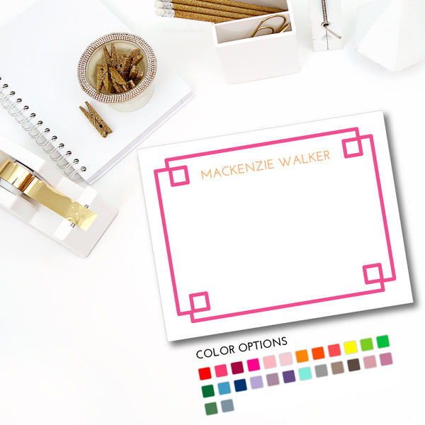 Notecard Fretwork Border Hot Pink (click to preview more color options)