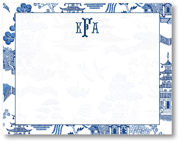 Notecard Toile Blue
