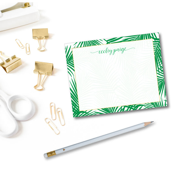 Notecard Classic Palm Print Green