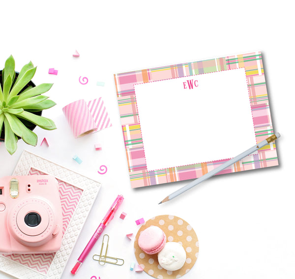 Classic Notecard - Madras Pink Border