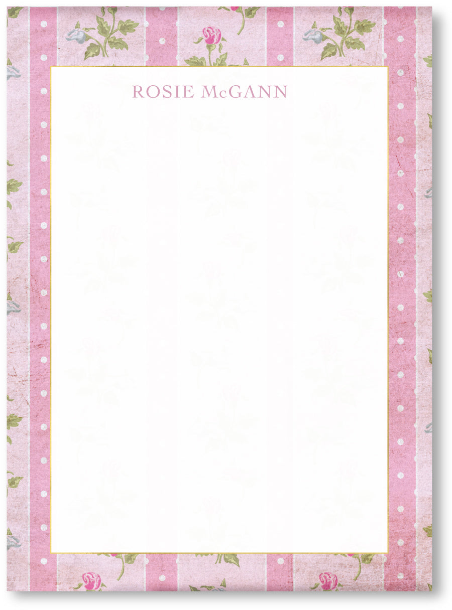 Notepad - Loveshack Inspired Floral PInk Stripes