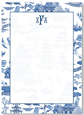 Notepad - Classic Chinoiserie Blue White Toile