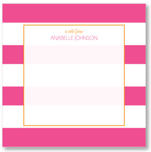 Square Notepad - Awning Stripes Pink