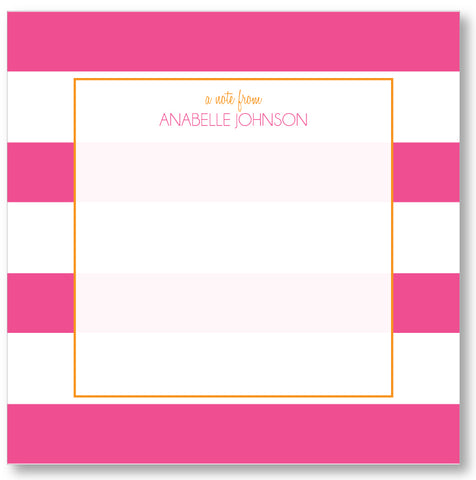 Square Notepad - Awning Stripes Pink