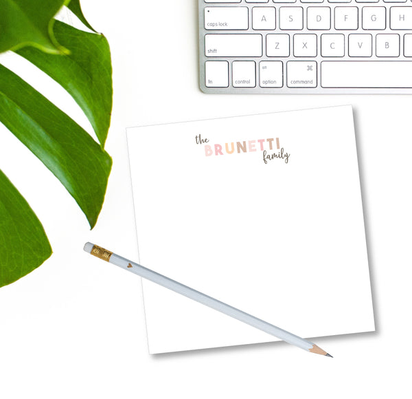 Square Notepad -  Family Name Blush Tones