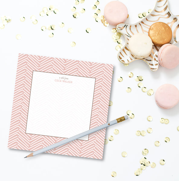 Square Notepad -  Funky Herringbone Blush