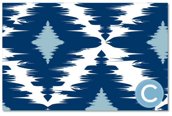 Laminated Placemat - Diamond Ikat Navy