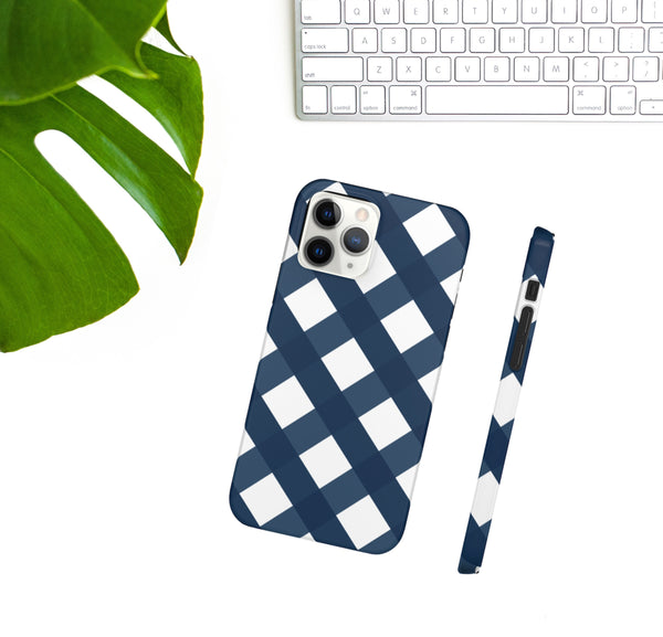 Gingham Navy + White Phone Case