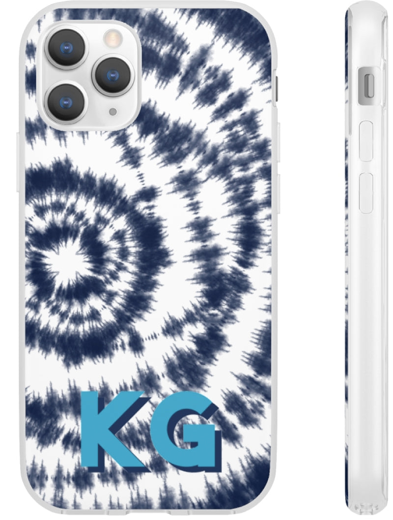 Flexible Phone Case Rubber Protective Shibori Tie Dye Navy