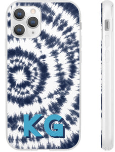 Flexible Phone Case Rubber Protective Shibori Tie Dye Navy