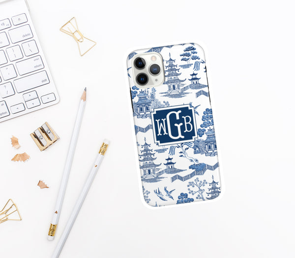 Phone Case - Chinoiserie Toile Blue + White