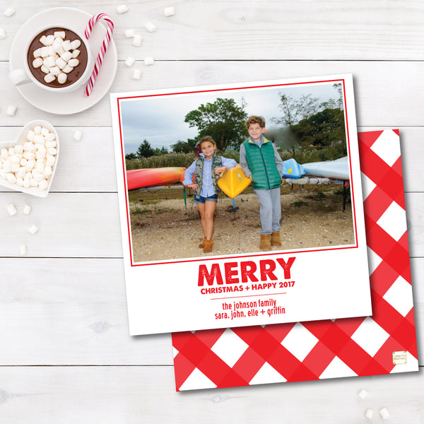 Holiday Photo Card Gingham Red
