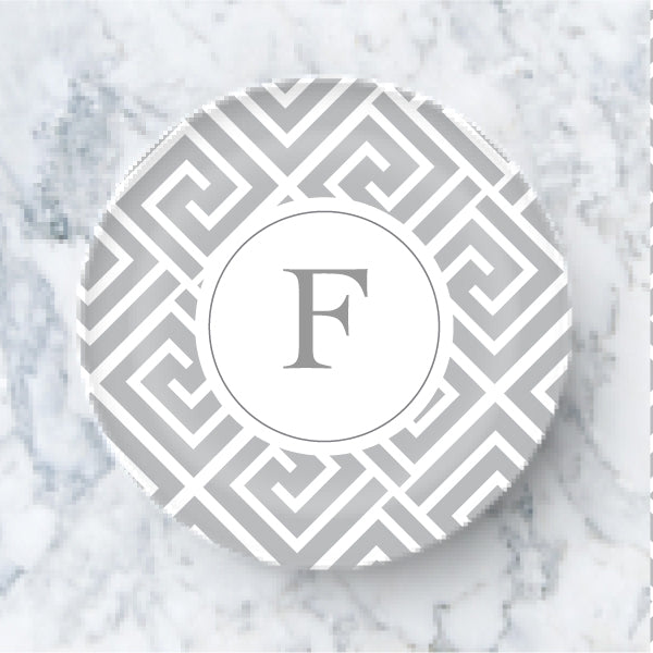 Plate  - Greek Key Grey