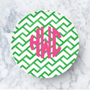 Plate  - Geometric Kelly Green