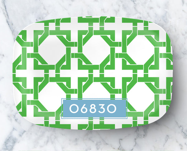 Platter - Cane pattern green