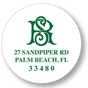 Address Label Buffalo Interlocking Monogram Choose color