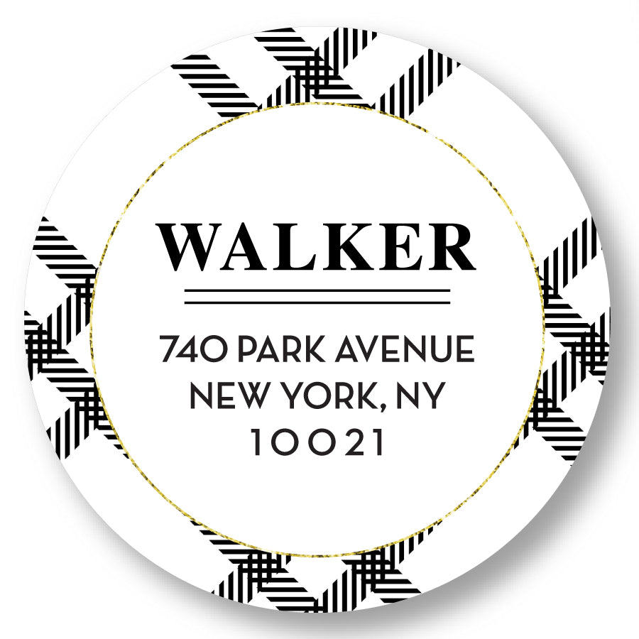 Address Label Modern Plaid White