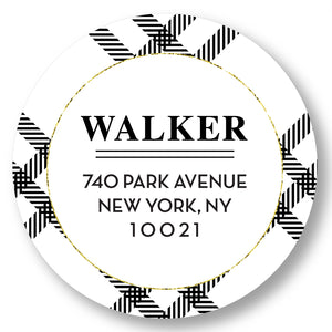Address Label Modern Plaid White
