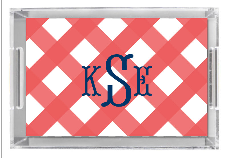 Lucite Tray - Gingham Nantucket Red