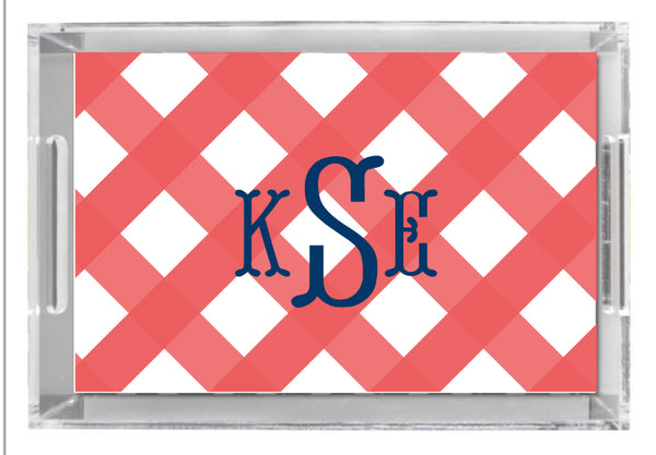 Lucite Tray - Gingham Nantucket Red