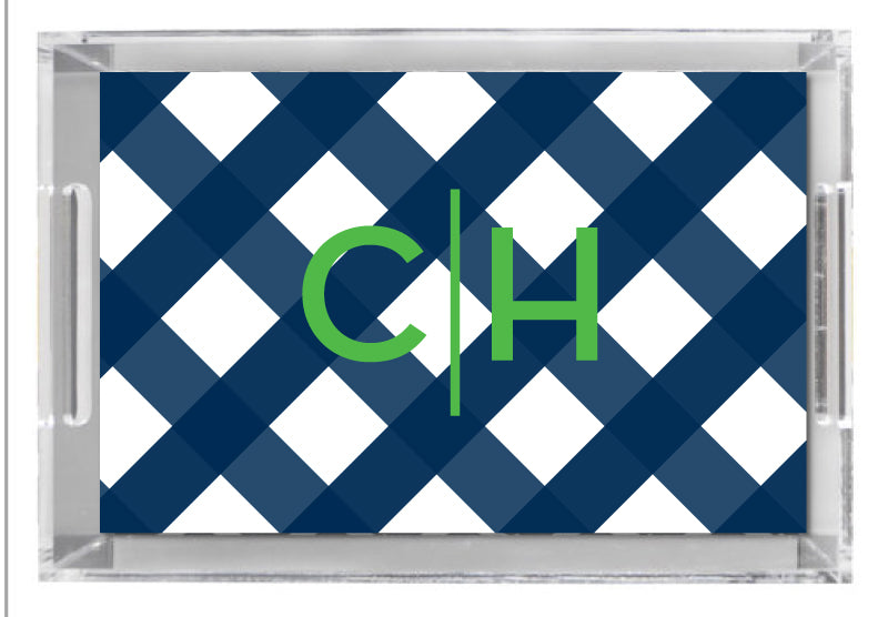 Lucite Tray - Gingham Navy