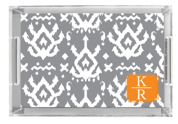 Lucite Tray - Island Ikat Grey