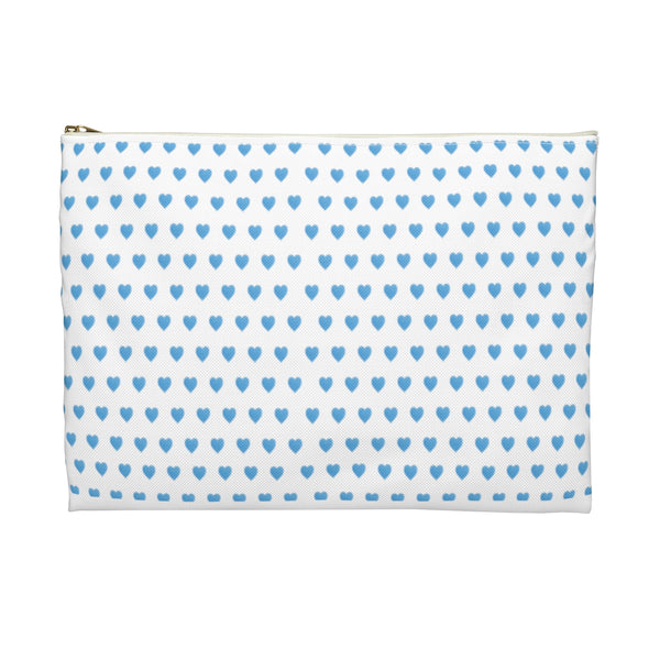 Canvas Zip Monogrammed Preppy Watercolor Blue Hearts Monogram