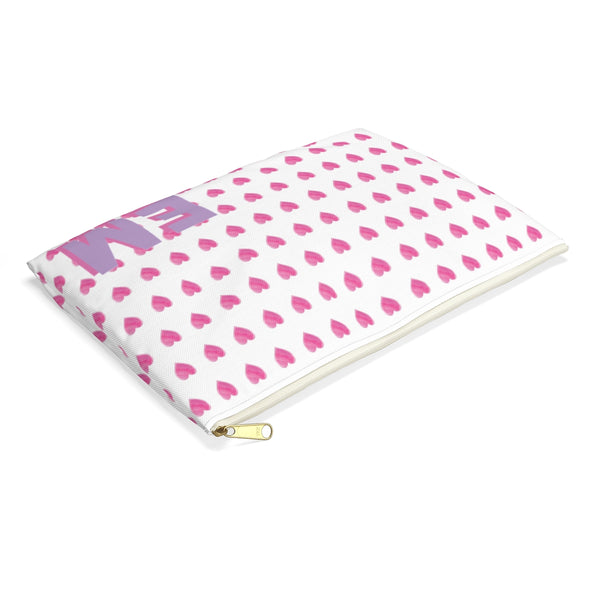 Canvas Zip Monogrammed Preppy Watercolor Pink Hearts Monogram