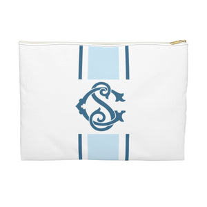 Canvas Zip Pouch Racing Stripes Interlocking Initials (2 sizes)