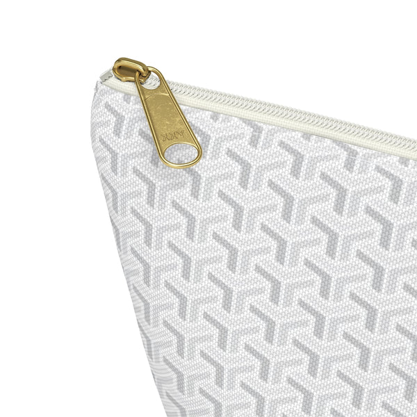 Canvas Zip Monogrammed Preppy Chic Geometric Arrow Pattern in White + Greys
