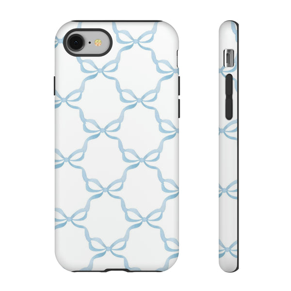 iPhone Tough Case Preppy Watercolor Bow Pattern Blue