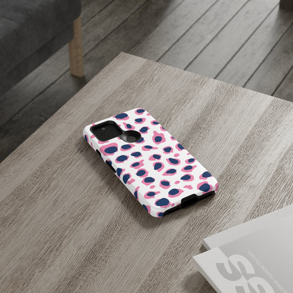 TOUGH Version Pretty Printing X Beautycounter Limited Edition Case Preppy Leopard Spots in Pink and Navy