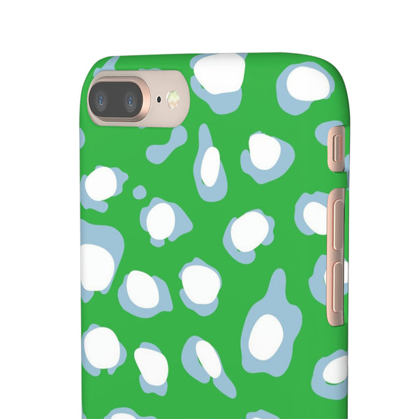 Preppy Leopard Kelly Green + Aqua Spots Protective Phone Case