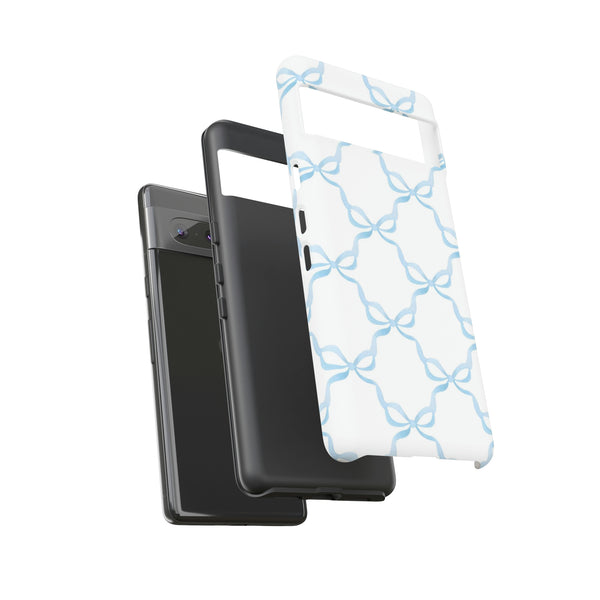 iPhone Tough Case Preppy Watercolor Bow Pattern Blue