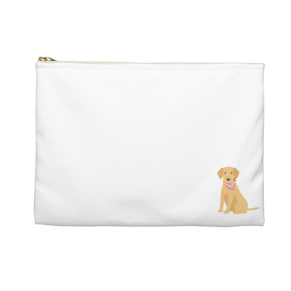 Yellow Lab, Labrador Retriever Pattern in Navy Zip Pouch, Catchall, Makeup Case, Zip accessory clutch Bag