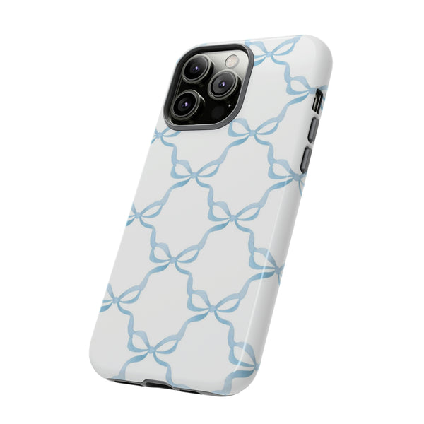 iPhone Tough Case Preppy Watercolor Bow Pattern Blue